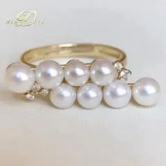 本真珠淡水ベビーパール　ホワイト8連パールs925リングY743