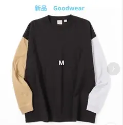 新品　グッドウェア 袖配色スーパービッグシルエット ポケット付き　ロンTシ長袖