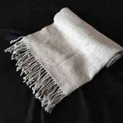 グレー フリンジ付き 大判ストール