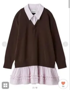 LILY BROWN シャツドッキングフリルミニワンピース