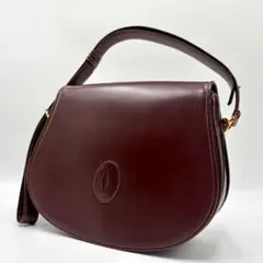 極 美品 CARTIER ヴィンテージ マストライン ロゴ エンボス レザー本革