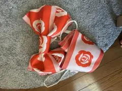 オレンジと白のローズモチーフ付け帯