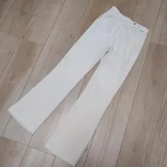 GU ヌクヌクニットコールフレアパンツ 150 ナチュラル