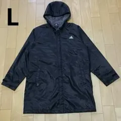 【adidas】アディダス　ハーフ丈ベンチコート　Ｌ　ブラック