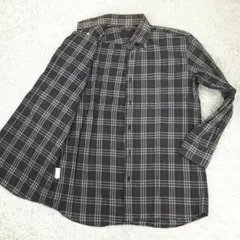 良品△BURBERRY バーバリー 長袖シャツ ネイビー ノバチェック 総柄