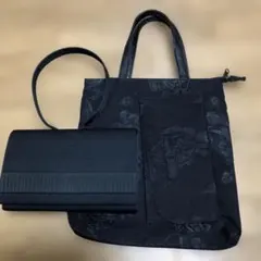 ブラックフォーマルバッグ 花柄付き　2点セット