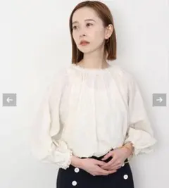 スローブイエナ　コットンフラワーモチーフ刺しゅうブラウス