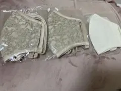 新品未使用レースマスク3点　ピンクベージュ、ホワイト