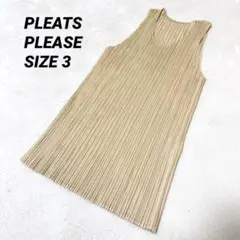 美品✨PLEATS PLEASE プリーツ　ベージュ　チュニック　Lサイズ