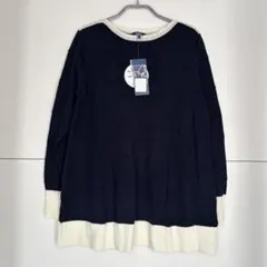 新品 タグ付 パート2 ジュンコシマダ ニット チュニック M 濃青 配色