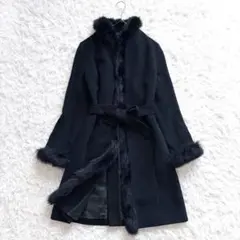 極美品✨クードシャンス コート フォックスファー ロング丈 アンゴラ混 黒