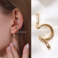No.515 ゴールドU型ねじりイヤーカフイヤリング1点 韓国 インポート