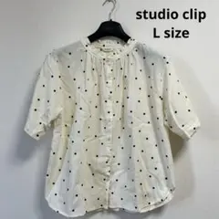 【❤️即購入OK❤️】studioCLIP 半袖　ブラウス　シャツ　ドット柄　Lのサムネイル