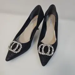 RANDA ビジューバックルグリッダーパンプス