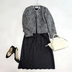 【未使用】フォーマルセット　L セレモニー　ママスーツ スカート ネイビー