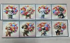 パネル生地販売＊可愛い子犬と花束⑤