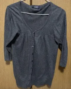 EASTBOY ダークグレー ラメ入り五分袖 カーディガン