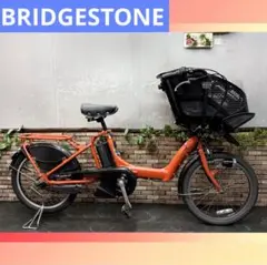 【179】子乗せ電動自転車 ブリヂストン Angelino オレンジ 3人乗り可のサムネイル