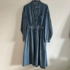 デニムブルー シャツワンピース
