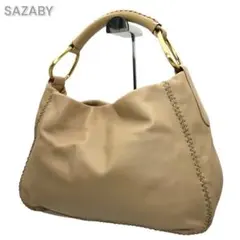 SAZABY サザビー エートート セミショルダー レザー ベージュ系 編み込み