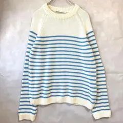 ザラ ZARA ボーダーニット セーター クルーネック 長袖 M a4688B