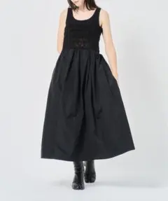 タグ付未使用】 Curensology シアーコンビフレアワンピース 黒 - メルカリ