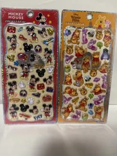 【正規品】プチドロップステッカー　ミッキーマウス　プーさん２枚セット