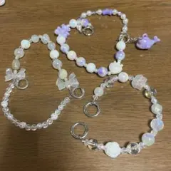 ハンドメイド ビーズストラップ 3本セット