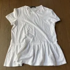 ツルバイマリコオイカワ　Satine ボーダーペプラムブラウス 白 ツルバイマリコオイカワ Satine ボーダーペプラムブラウス 白 - メルカリ