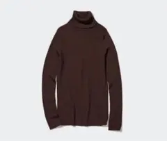 ミラノリブタートルネックセーター　ブラウン　ユニクロ