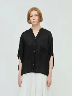 sale!ミズイロインドmizuiroindリネンスタンドカラーコクーンシャツ