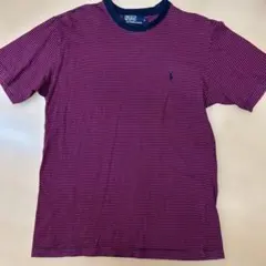 Polo by Ralph Lauren 赤と紺のストライプ Tシャツ L