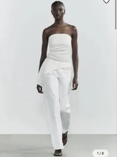 Zara アシンメトリー ベアトップス　ホワイト L