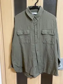 412. Discoat オーバーサイズシャツ カーキ メンズライク Fサイズ