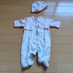 ピンクのロンパースと帽子セット
