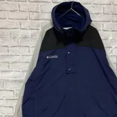 コロンビアハーフジップマウンテンパーカーネイビー2XLロゴ刺繍アウトドア1121