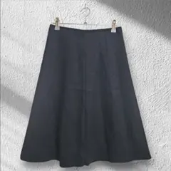 膝丈スカート 【61cm】フレアスカート Aライン ブラック レディース ウール