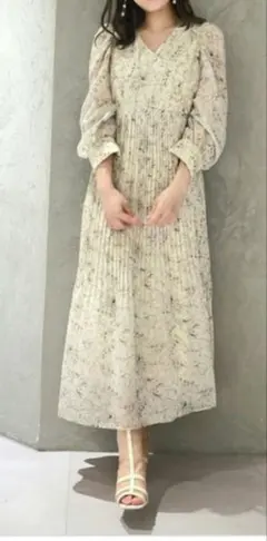 31 Sons de mode プリーツプリントワンピース