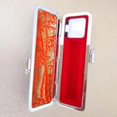 印鑑ケース 竹模様 金色生地 朱肉付