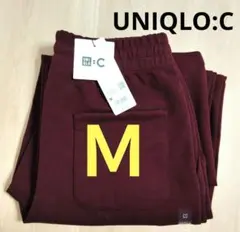 新品 UNIQLO C スウェットワイドパンツ ワイン Ｍ 丈標準 ユニクロ