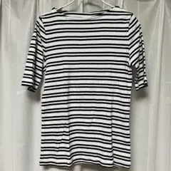ユニクロ ボーダー リブ半袖Tシャツ カットソー レディース
