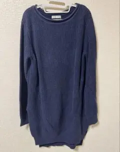 レディース ロング丈ニット チュニック ネイビー