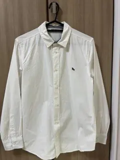 H&M ホワイト 長袖シャツ 刺繍ロゴ付き