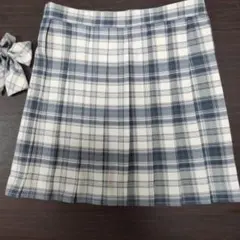 チェック柄プリーツスカート Mサイズ リボン付き