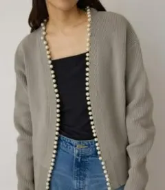 crie conforto❤︎パールトリミングカーディガン