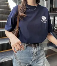 プリントエンブロイダリーロゴ半袖Tシャツ　アンドミー