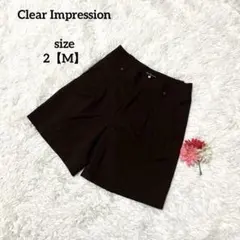 クリアインプレッション ハーフパンツ きれいめ 大人カジュアル ブラウン 【M】