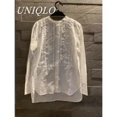 UNIQLO ユニクロソフトコットンピンタックブラウス 長袖 白 ホワイト