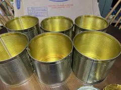 トマト缶1号　空缶　6缶セット　蓋付き　リメイク　着払い　リメ缶　プランター
