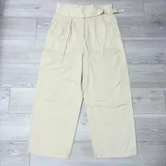 KBF+ ウエストベルト ワイドパンツ　生成り　アイボリー